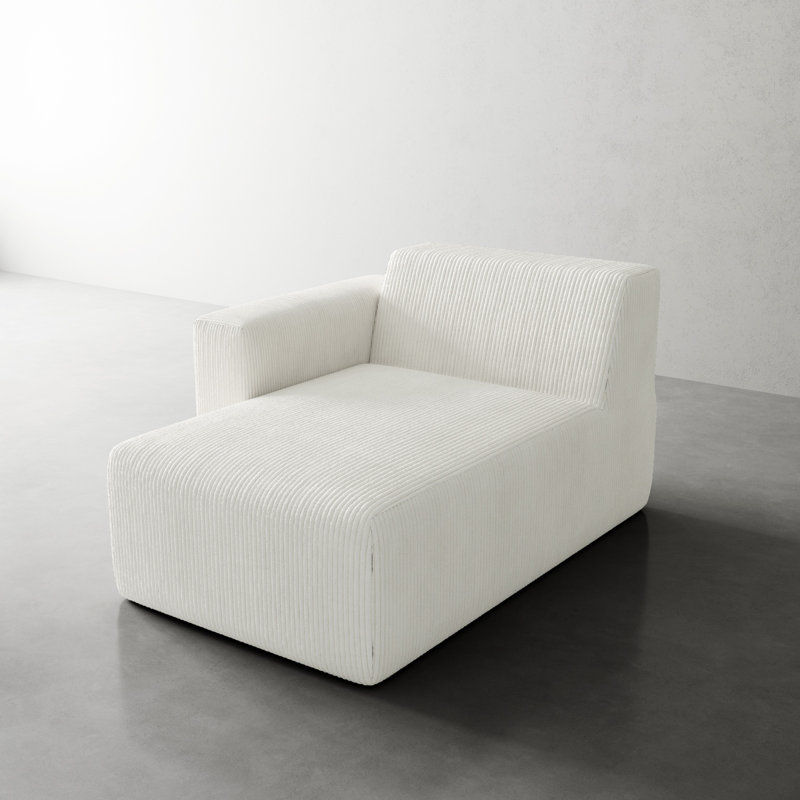 Chaise longue simple en velours côtelé Berlare, Beige