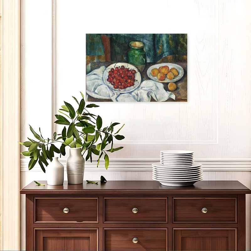 Nature morte aux cerises et aux pêches, 1885-1887 - Estampe murale abstraite contemporaine représentant des cerises