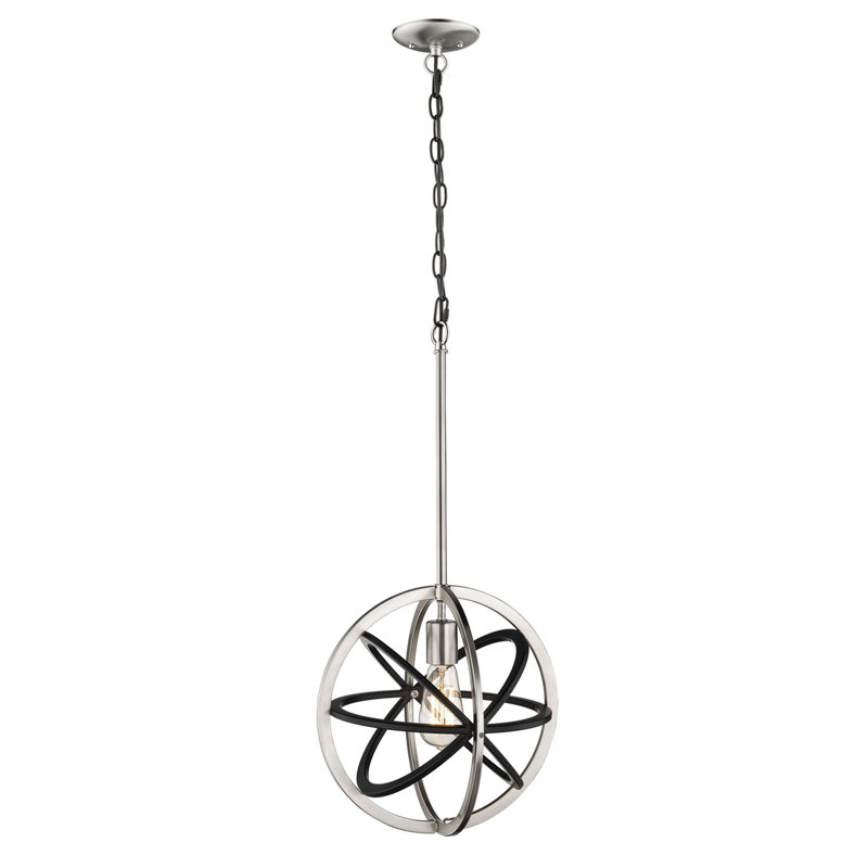 Luminaire suspendu sphère 1 lumière Zeppelin, Noir mat / nickel brossé