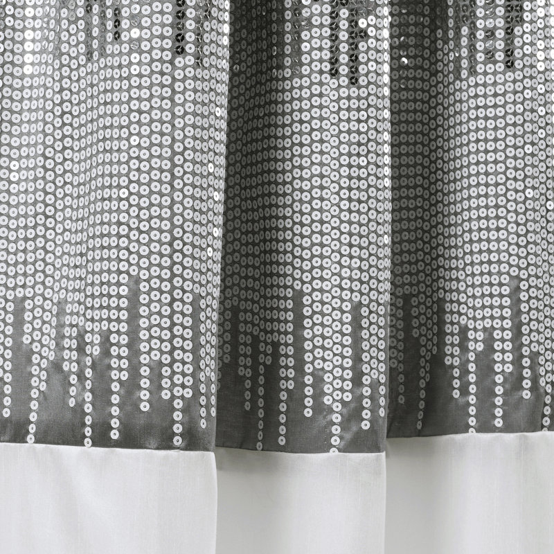 Night Sky Semi Sheer Single Curtain Panel, 42" W x 95" L, Black/Gray