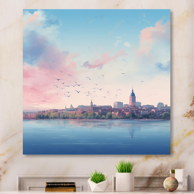 Boston City Skyline - Cityscapes Wall Decor, H 30 po x l 30 po x P 1 po, Toile tendue