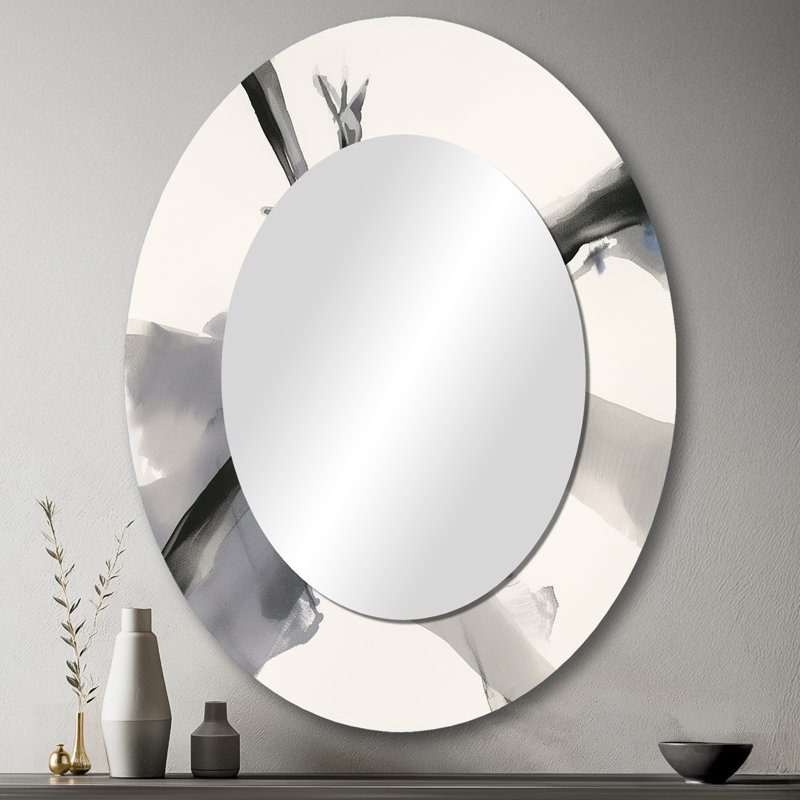 Miroir mural abstrait abstrait neutre III - noir, 43 po x 33 po