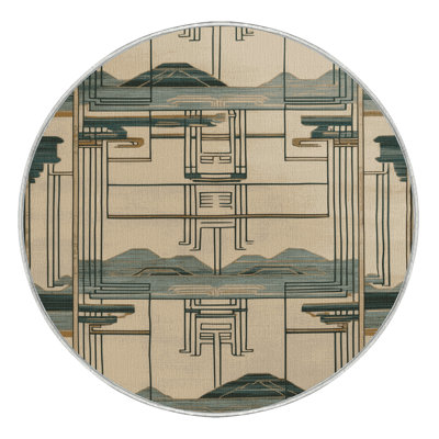 Tapis beige Art Deco lavable à la machine