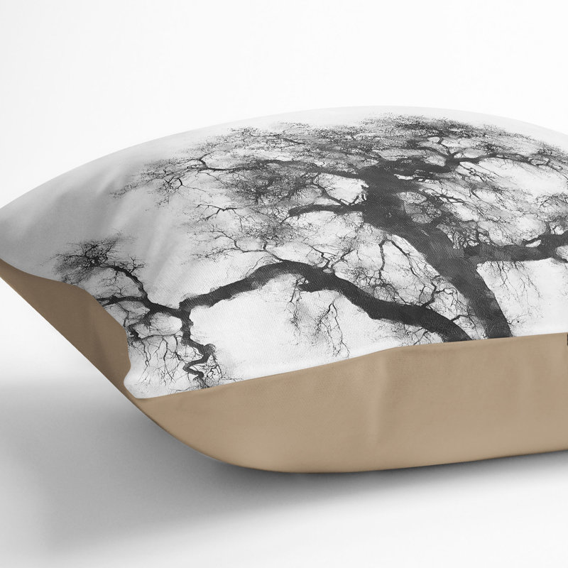 Old Oak Tree Cushion with Filling, 40cm H x 40cm W x 15cm D, Stone