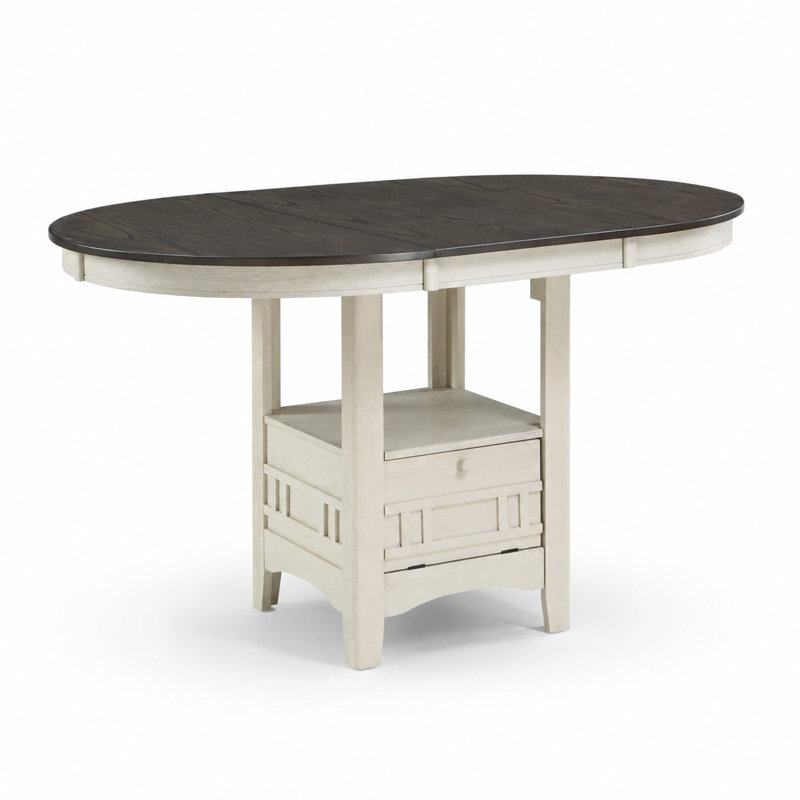 Louroukina 42" to 60" Extendable Oval Counter-Height Dining Table, Beige