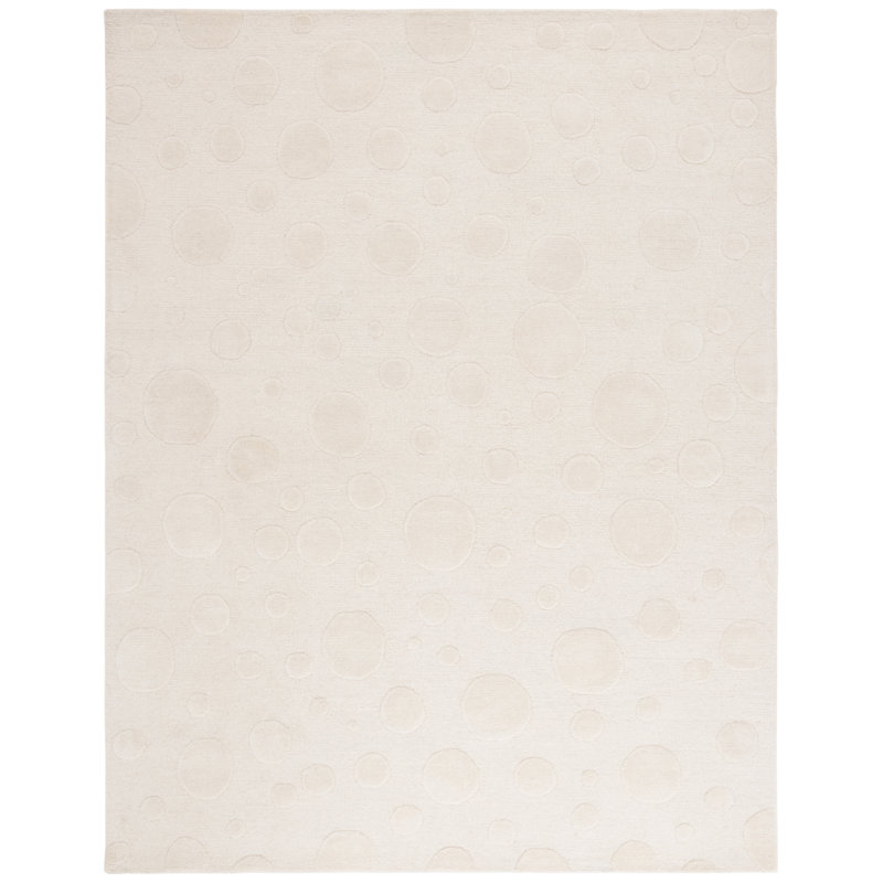 Jennaka Hand Tufted Wool/Cotton Polka Dots Rug in Ivory, Rectangle 8' x 10'