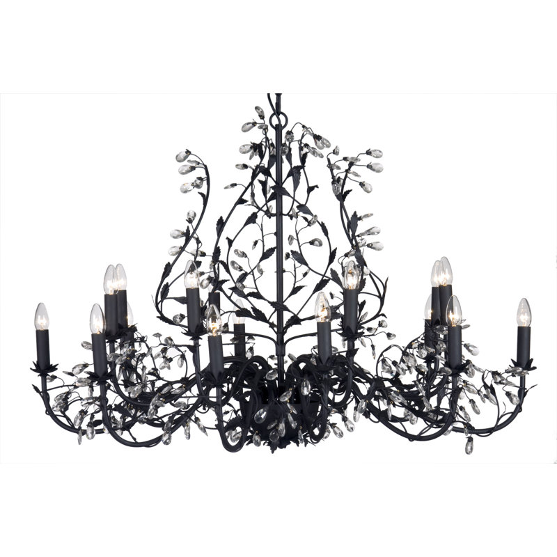 Clemmer 18 - Light Candle Style Chandelier, Black