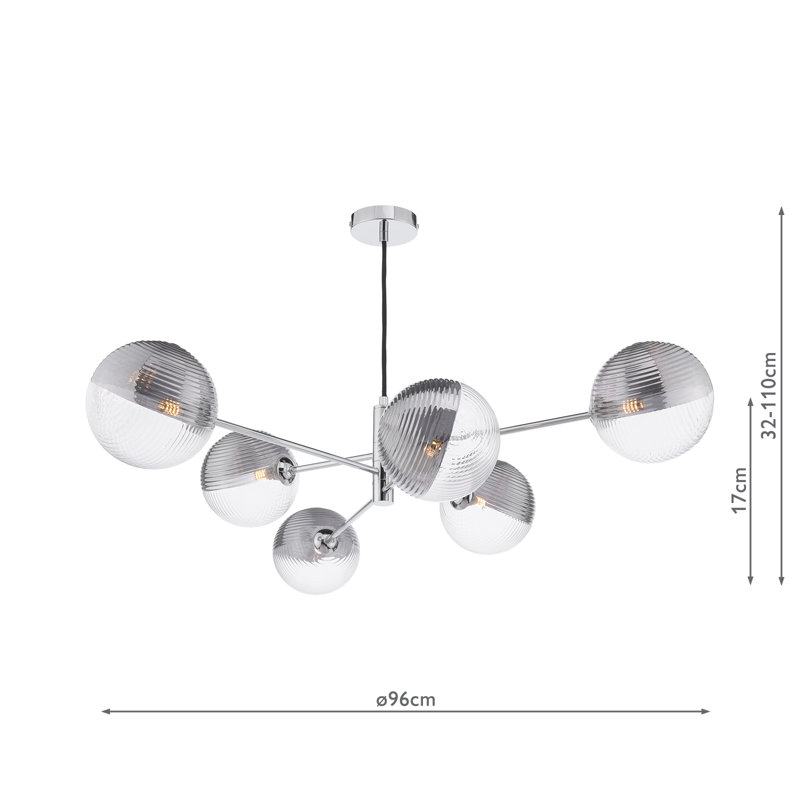 6 - Light Pendant, Polished Chrome