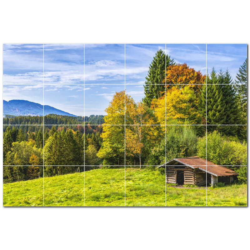 Trees Photo 12'' x 12'' Satin Ceramic Decorative Mural