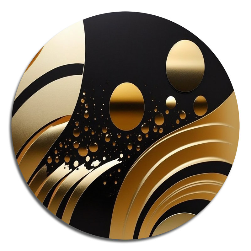 Golden Circular Universe IV - Art mural rond abstrait géométrique sur métal, L 16 po x H 16 po
