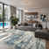 Pavelina Blue Modern Abstract Machine Washable Indoor Area Rug with Non-Slip Backing