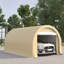 Heavy Duty Carport Shelter - 10' X 16', Beige, Pe Canopy, For Car, Tools, Beige Portable Garage , Large Zippered Door, Various Objects,