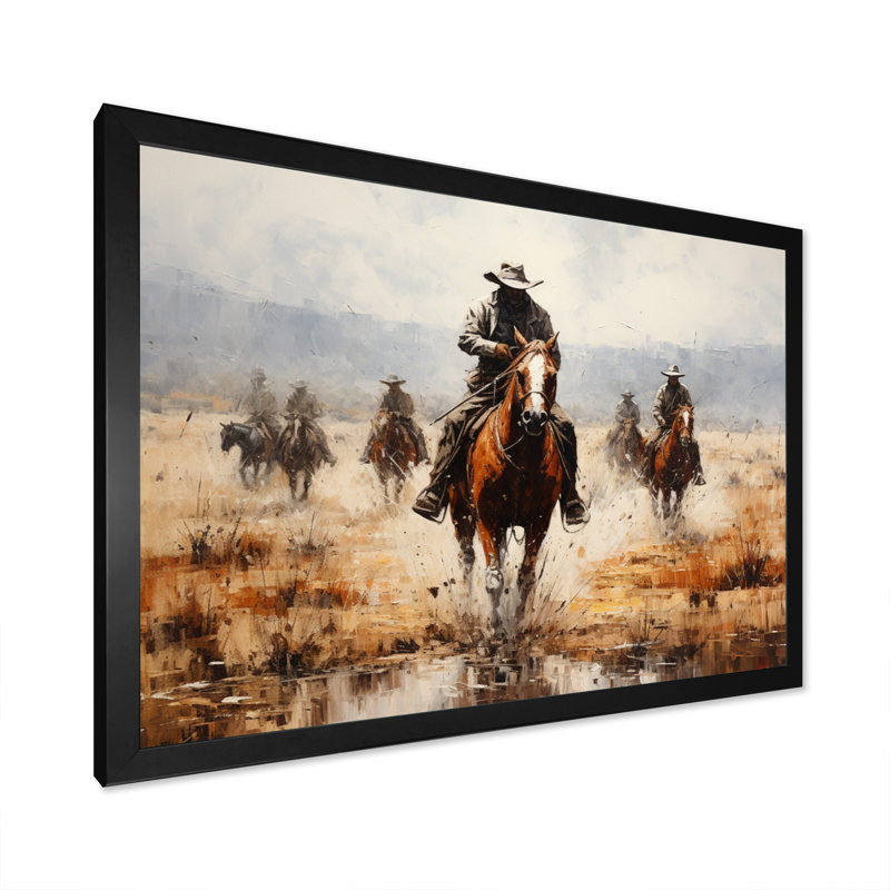 Western Dust and Grit II - Western, reproduction d'art encadrée, H 16 po x l 32 po x P 1 po, Cadre noir