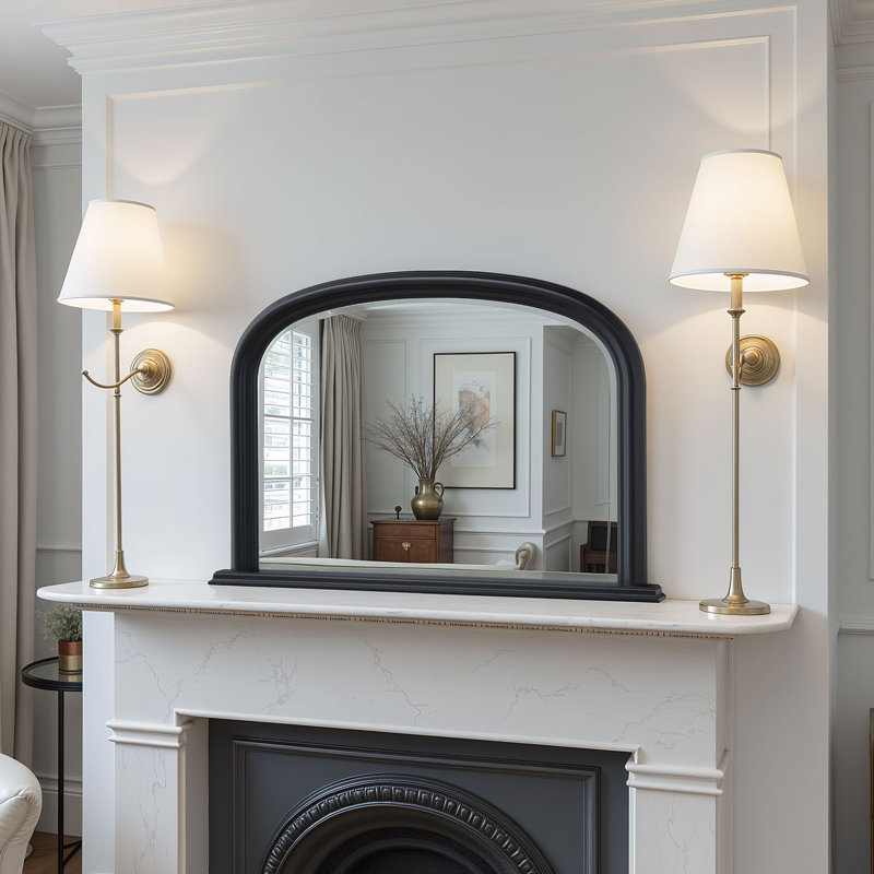 Lynn Arched Overmantle Mirror, Black
