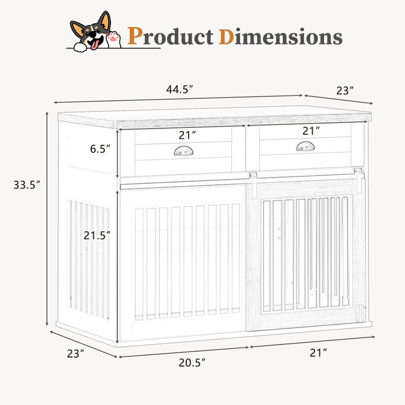 Cage pour chien en bois avec porte coulissante