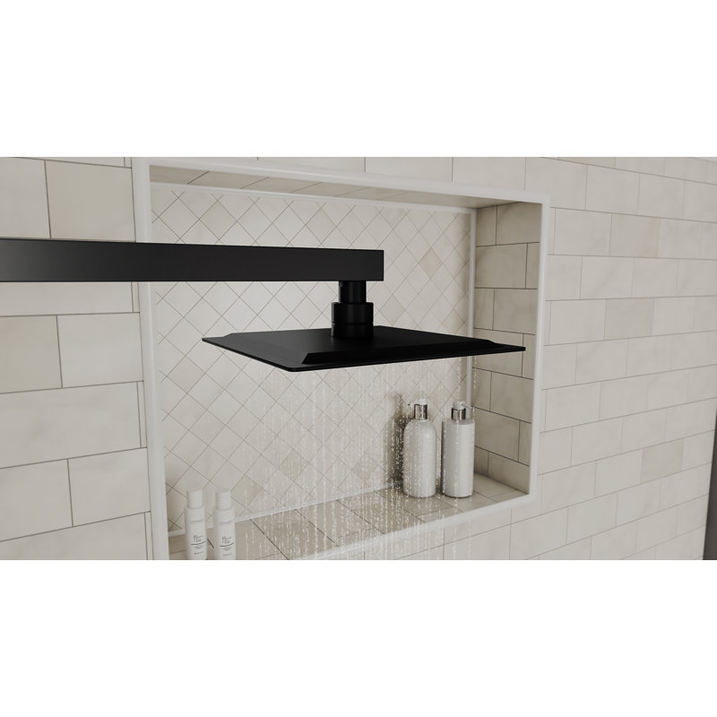 Ascend Ultra-Thin Square Shower Head - 10 in., Matte Black, Matte Black, 10 inch
