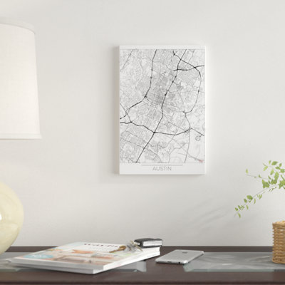 «Austin Minimal Urban Blueprint Map», reproduction d'impression sur toile