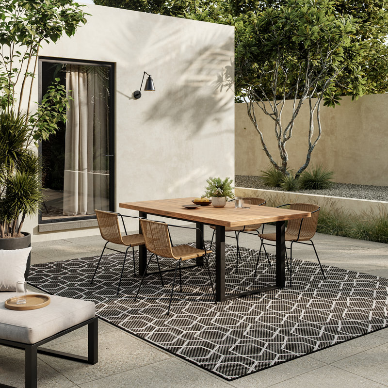Reidy Modern Indoor/Outdoor Rug, Rectangle 6' x 9', Black