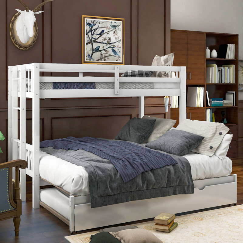 Twin Over Pull-Out Bunk Bed With Trundle, White