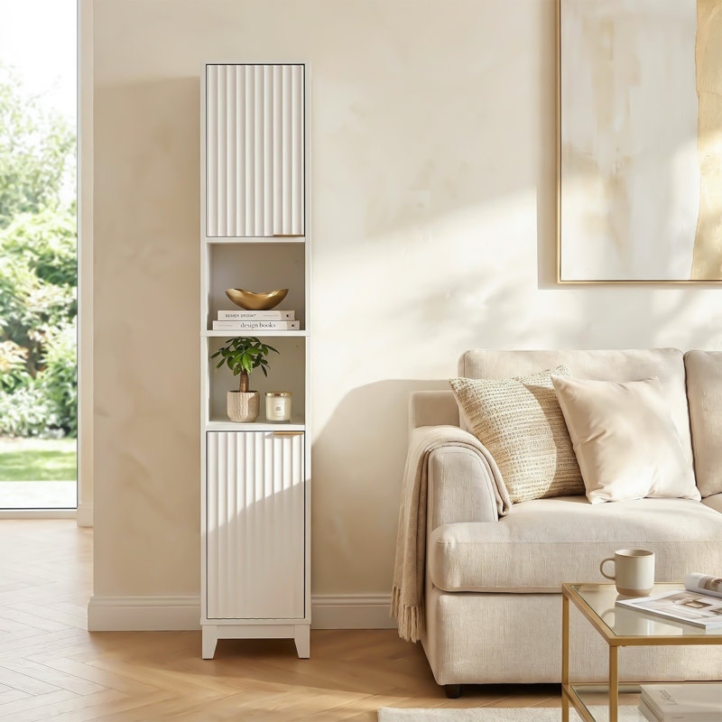 Armoire de salle de bain blanche avec 2 portes et 2 tablettes