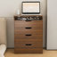 Bureau de coiffeuse avec miroir éclairé et un tabouret, table de maquillage à dessus rabattable pour la chambre à coucher