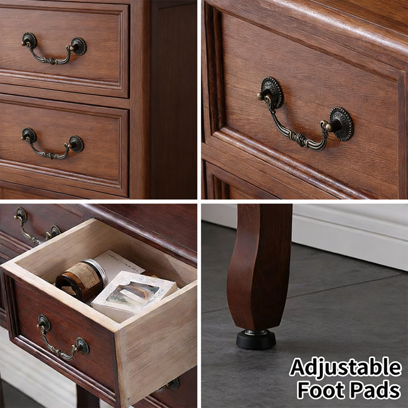 Console américaine à plusieurs tiroirs, 32,28 po H x 39,37 po L x 12,6 po P, Brun