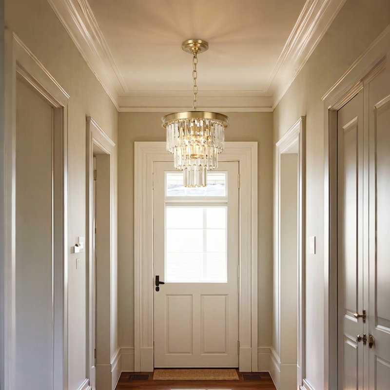 Lustre en cristal Makinlee, H 11,81 po x l 12,6 po x P 12,6 po, Une lumière, Laiton