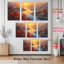 Paysage de montagne d'automne avec arbres rouges et pagode - Tableau sur toile (lot de 3)-118676002