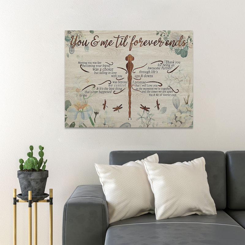 «Dragonflies - You & Me Til Forever Ends», reproduction d'art graphique sur toile tendue, H 11 po x l 14 po x P 2 po