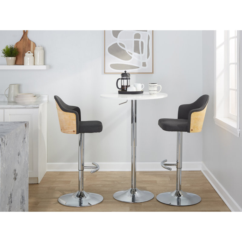 Ensemble de 2 tabourets de bar Braiens, Gris anthracite / chrome
