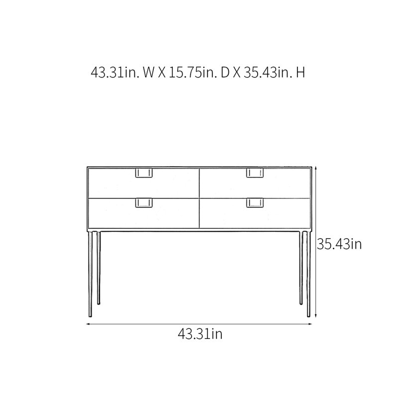 Console moderne moderne et pratique, H 35,43 po x l 43,31 po x P 15,75 po, Noir