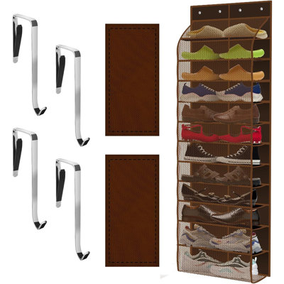 Over The Door Shoe Organizer With 12 Large Breathable Pockets, Durable Hanging Storage Rack For Family Shoes And Accessories, Space Saving Closet Door