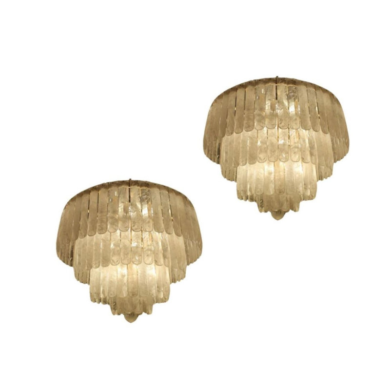 Lustre en cristal de roche rose clair, Nickel poli, Fumée, 22" Diameter x 20" Height