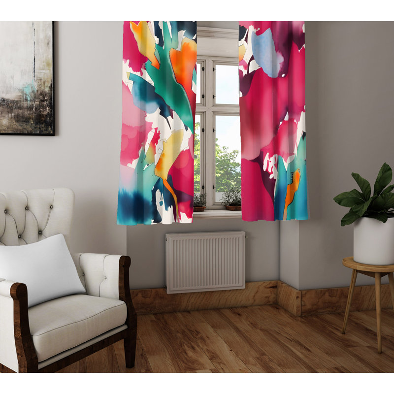 Paire de rideaux semi-transparents en polyester Daviyon, L 40 po x L 52 po