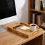 Ensemble de 2 plateaux de service en bambou, plateaux de lit gigogne avec poignées - plateaux de service rustiques en bois naturel pour le déjeuner au lit, la décoration intérieure, la présentation de gâteaux et le porte-bol à fruits
