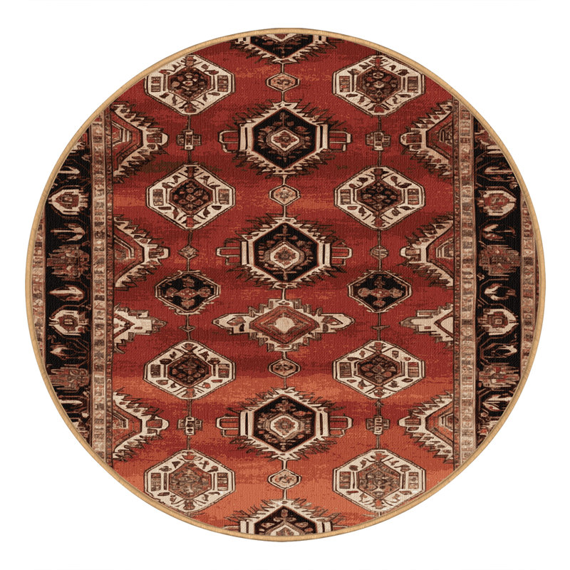 Machine Washable Persian Brown Area Rug, Round 3'