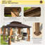 Pavillon de jardin en aluminium robuste avec double toit en acier galvanisé, auvent extérieur à toit rigide avec rideau et moustiquaire pour terrasse de patio et spa-128722858
