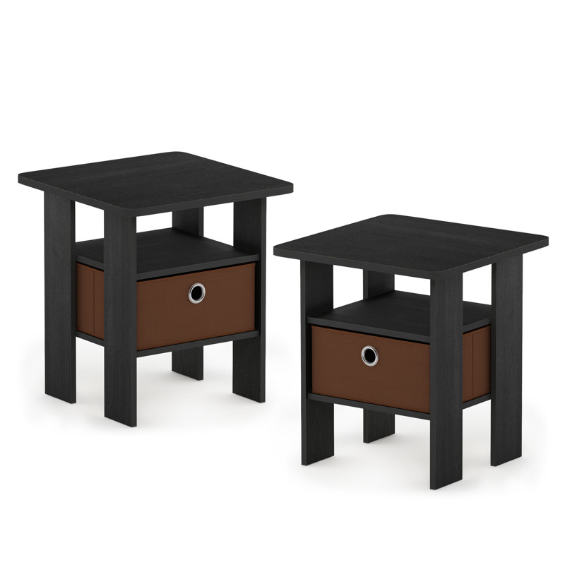 Joseph Side Table Nightstand with Bin Drawer, 2 per set, Americano