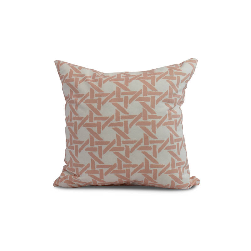 Housse de coussin d'extérieur à imprimé géométrique Palm Beach, Corail, 16 po x 1 po
