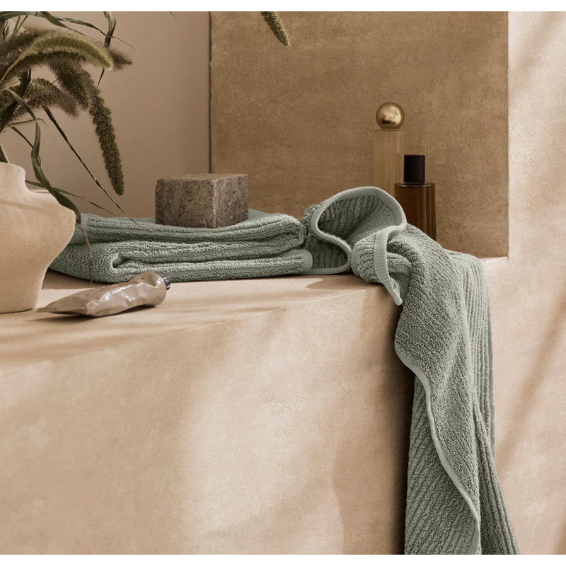 Turkish Ribbed Washcloth Set, Sageleaf