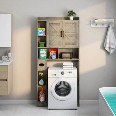 Farmhouse Storage Cabinet Over Toilet With 2 Barn Door
