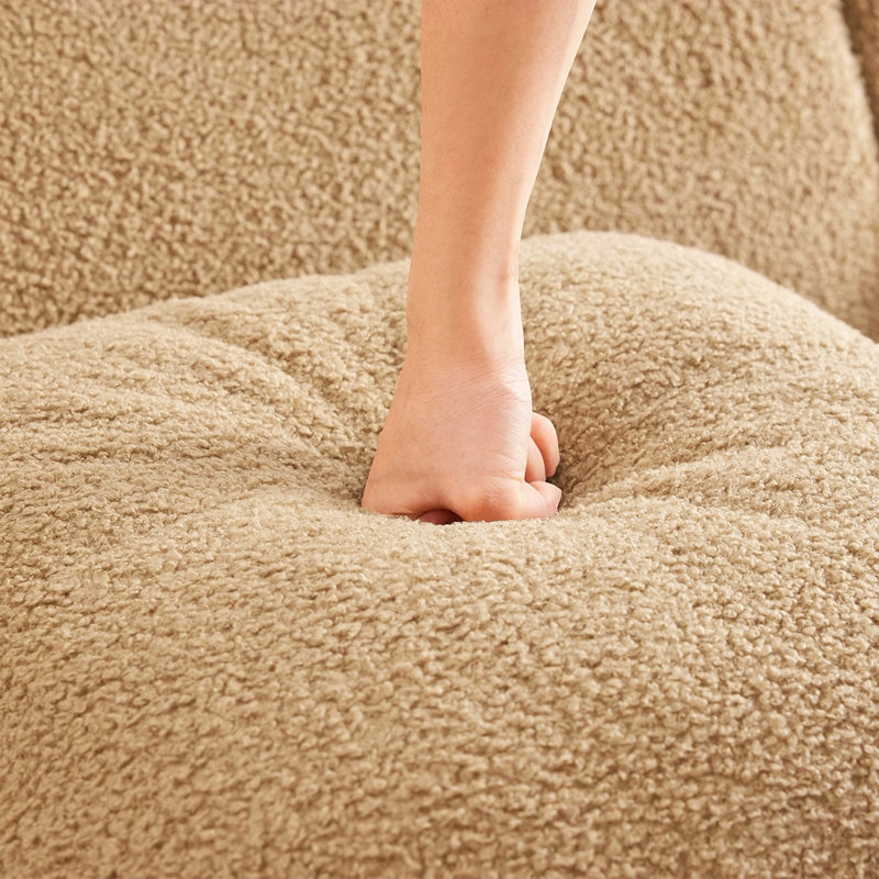 Canapé en forme de L 2 pièces en tissu Teddy, Chameau