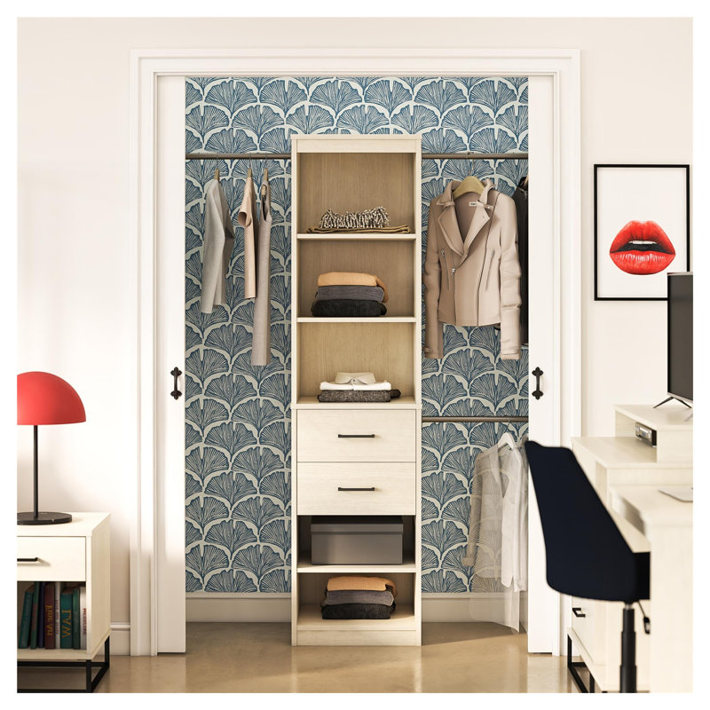 Organisateur de garde-robe à 5 tablettes / 2 tiroirs Kelly avec 3 tiges de suspension réglables Kelly