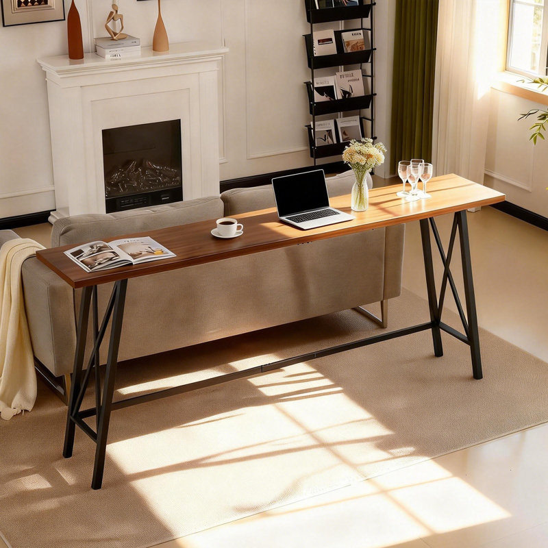 83.86in Modern Counter Height Bar Table ,Pub Table ,Console Table,Metal Frame for Dinner Kitchen and Living Room