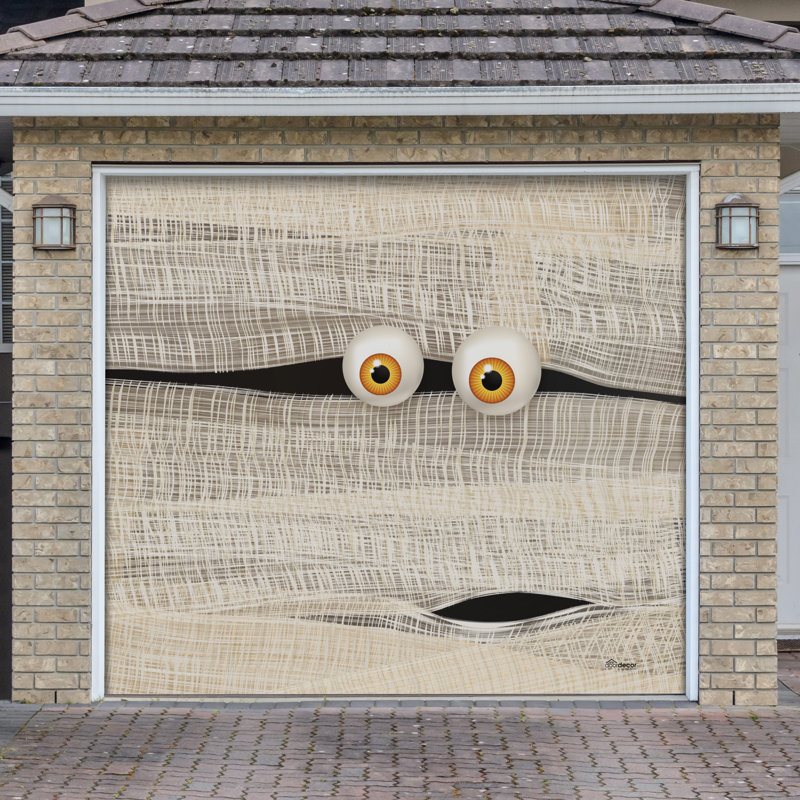 Bannière de porte de garage Mummy Halloween - Décorations d'extérieur