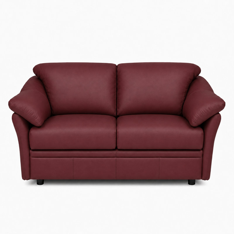 Ramdev Top Grain Leather Loveseat with Cushioned Back and Pillow Top Arm, Burgundy, 34" H x 58" W x 36" D