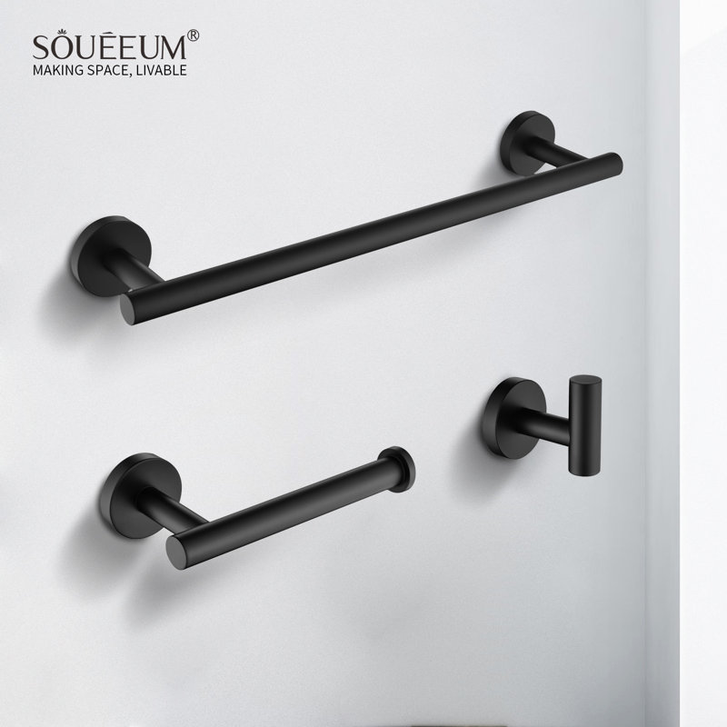 3 - Piece Bathroom Hardware Set, Matte Black