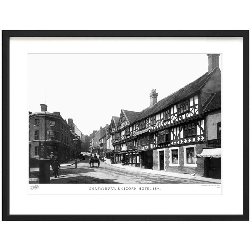 Shrewsbury, Unicorn Hotel 1891 - Single Picture Frame Print, 28cm H x 36cm W x 2.3cm D