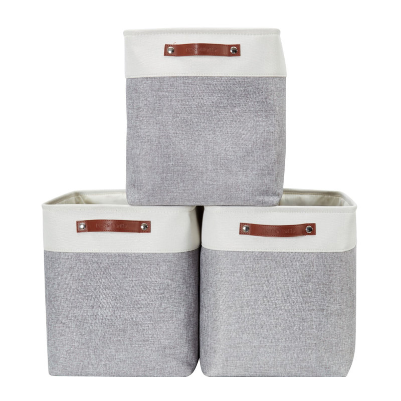 Latitude Run® Fabric Bin, Grey/White