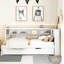 Lit de jour simple blanc avec couchette, charge et rangement, fabrication en bois de pin, structure, 10 lattes de lit, matelas de 6 po recommandé, peu encombrant, tablette de charge et poids maximum de 350 lb, blanc